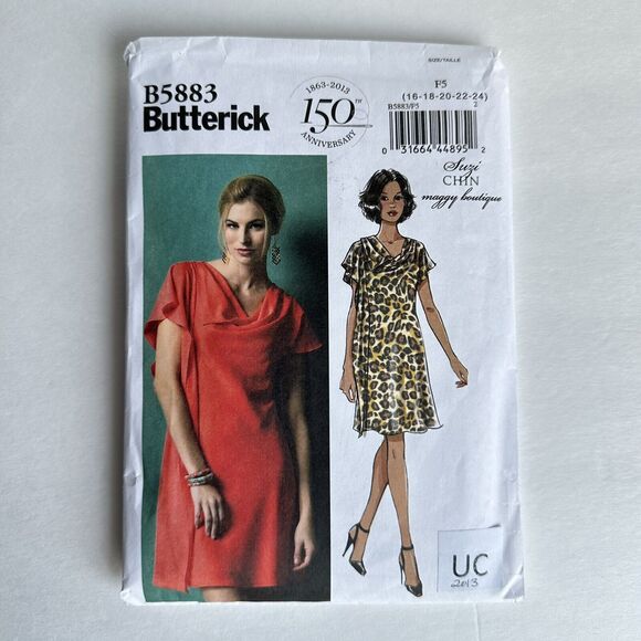 Butterick 5883 Dress Pullover with Drape Suzi Chin Pattern PLUS Sz 16-24 UNCUT - Picture 1 of 2